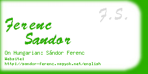ferenc sandor business card